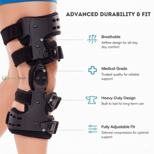 Lisslune | Osteoarthritis Unloader Knee Brace | Medial & Lateral Support for Bone-on-Bone Arthritis Relief, Adjustable Size for Enhanced Comfort