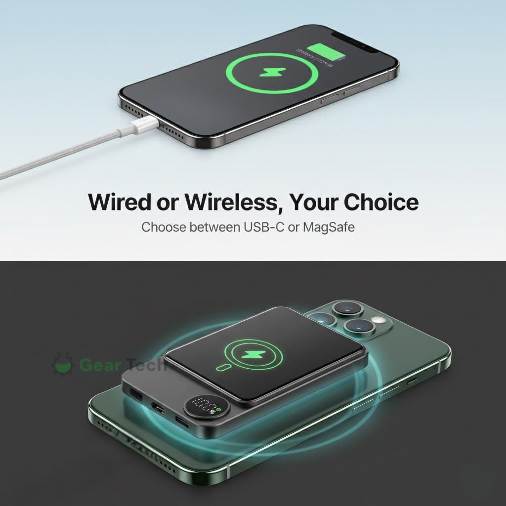 Lisslune | Sleek  Magnetic Fast Charging Power Bank – Wireless, High-Capacity Backup Battery for All Devices