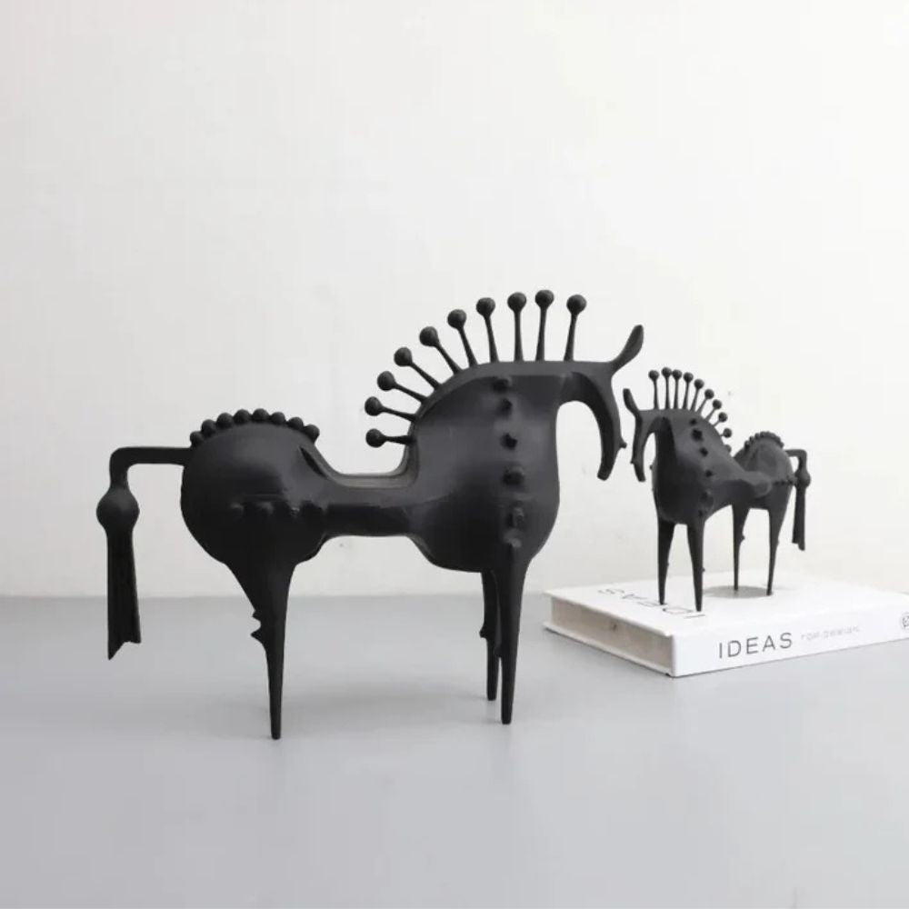Lisslune | Black Stallion Metal Sculpture