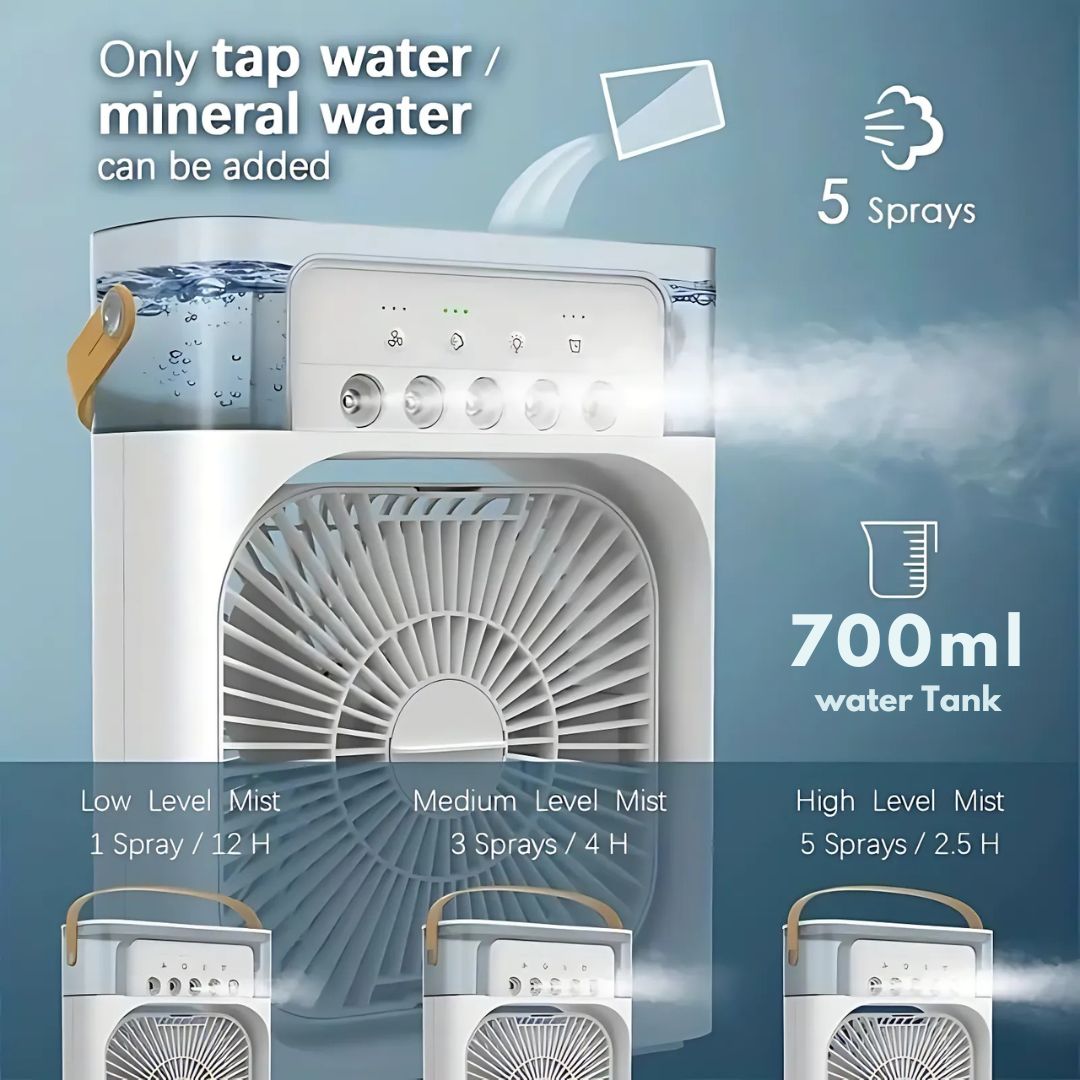 Lisslune | 3-in-1 Air Cooler Humidifier | Portable, Adjustable Fan Speeds & Ideal for Bedrooms, Offices & Small Spaces