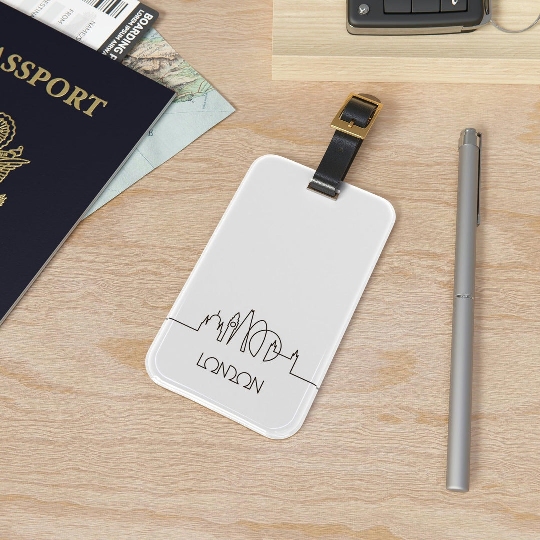 Lisslune | Elegant Explorer's London Luxe Acrylic Luggage Tag Set with Adjustable Leather Strap - Travel in Style!