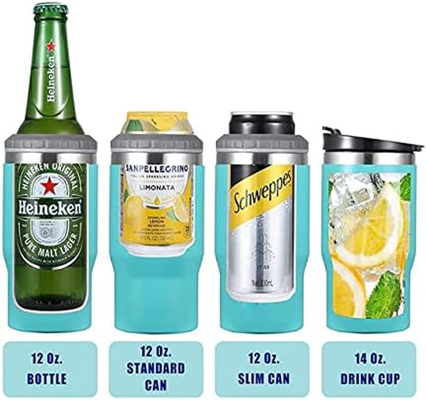 Lisslune | 4 in 1 stainless steel can/bottle insulator, 14Oz two-way lid SUS insulated can cooler, beer bottle holder (Black)