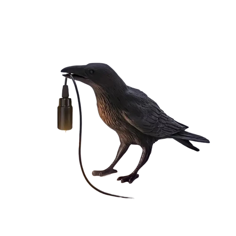 Lisslune | E14-Bulb with Plug Gothic Raven Lamp Vintage Resin Bird Lamp for Nightstand, Office, Living Room Farmhouse Art Deco Style