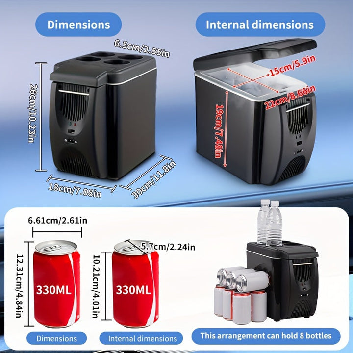 Lisslune | Compact 6L Portable Mini Fridge for Cars – DC 12V Electric Cooler for Drinks, Seafood and Fruits, Ideal for Travel and Outdoor Adventures