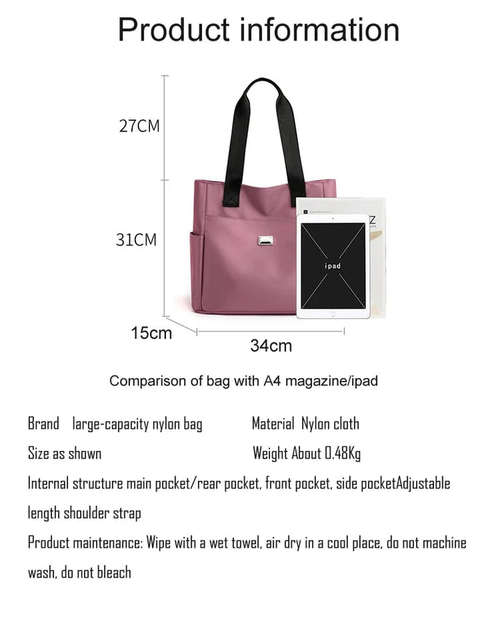 Lisslune | Large Capacity Water Repellent Multi Pocket Nylon Shoulder Bag