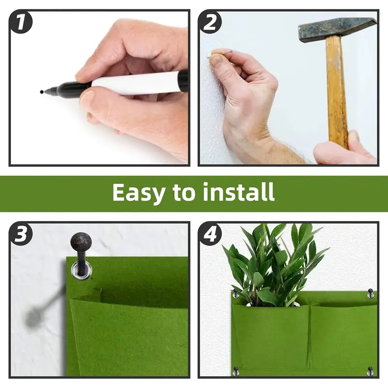 Lisslune | Felt Plant Bag for Vertical Wall Mounting – Three-dimensional, Non-woven Plant Bag