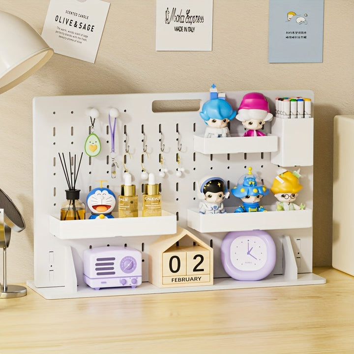 Lisslune | Ein Set aus bohrlosem Nagelbrett-Lagerset (einschließlich Zubehör) Multifunktionaler Desktop-Organizer, geeignet für Schlafsaal, Büroaufbewahrung, einfach zu installieren Hochwertige PVC-Holz-Kunststoff-Platte, praktisches Regal, Loc