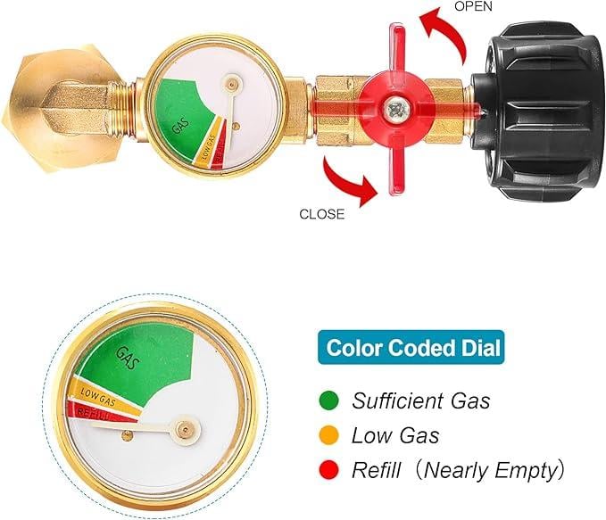 Lisslune |  Top-Rated Propane Refill Elbow Adapter with Tank Gauge
