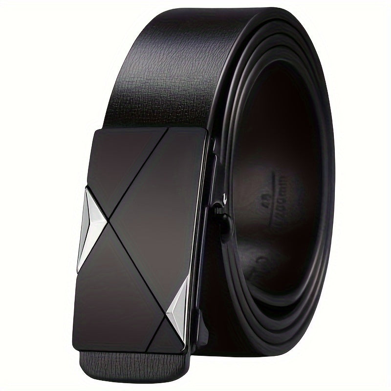 Lisslune | Men’s Genuine Leather Belt with Automatic Buckle – Classic Adjustable Cowhide Waist Belt