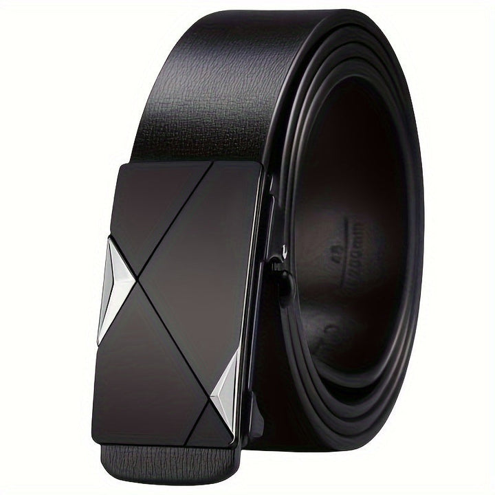 Lisslune | Men’s Genuine Leather Belt with Automatic Buckle – Classic Adjustable Cowhide Waist Belt