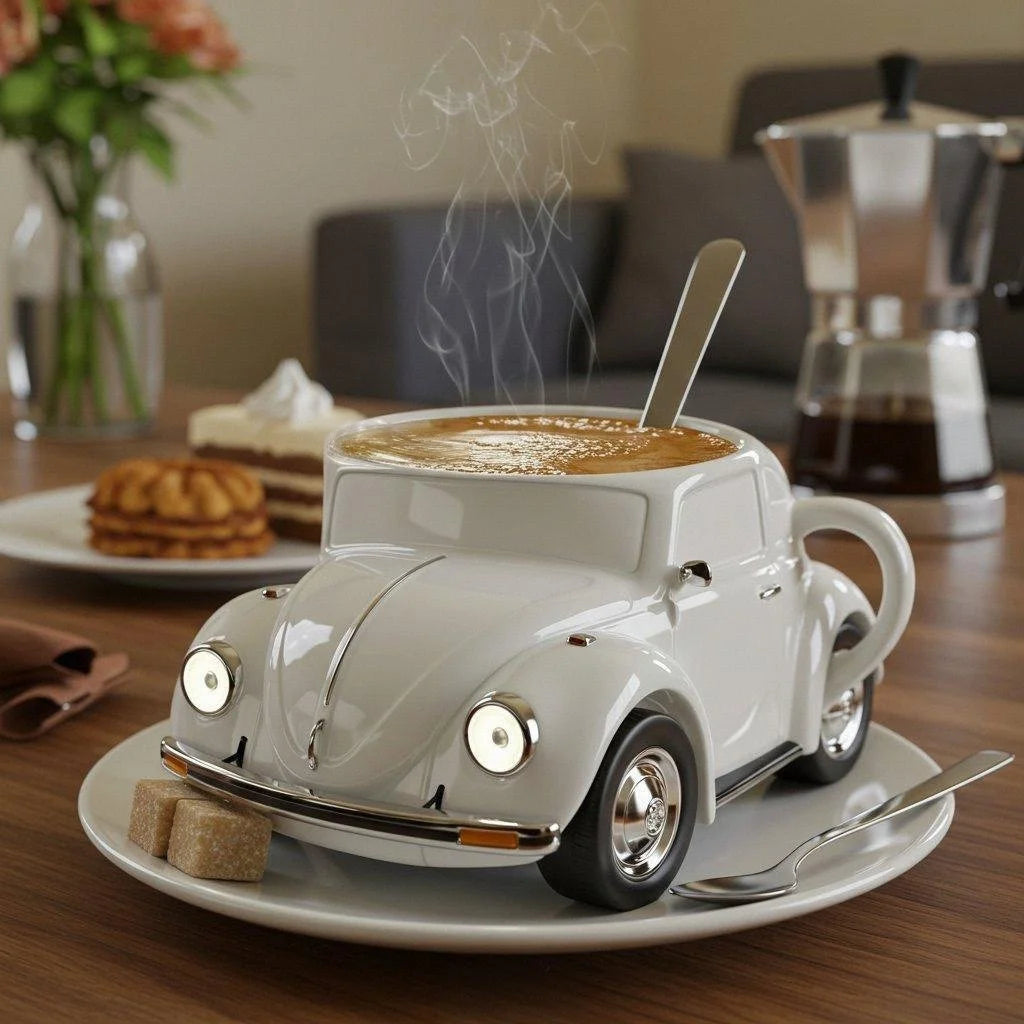 Lisslune | RetroCar Ceramic Coffee Mug – Unique 3D Design for Coffee & Tea