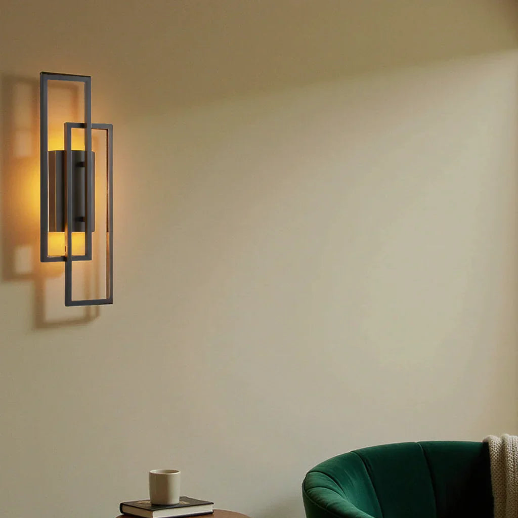 Lisslune | Modern Geometric LED Wall Light – Rectangle Design with Remote Dimming (Black or Copper Finish)