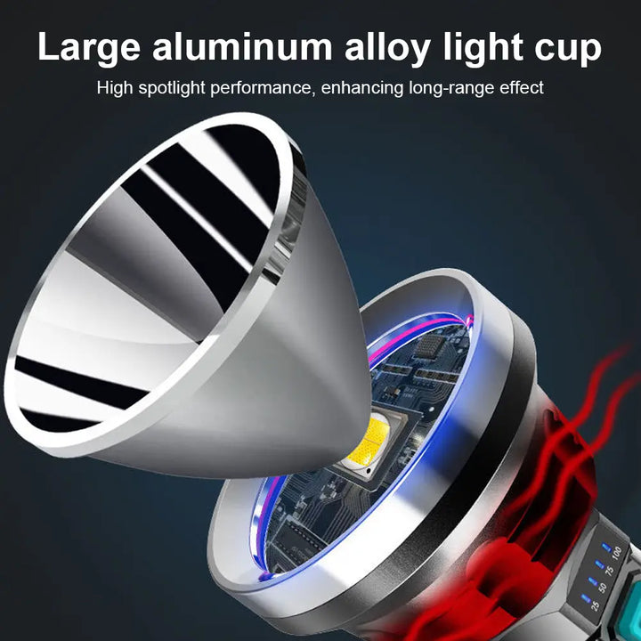 Lisslune | 90000LM LED flashlight – Tactical searchlight with USB charging and super bright lighting