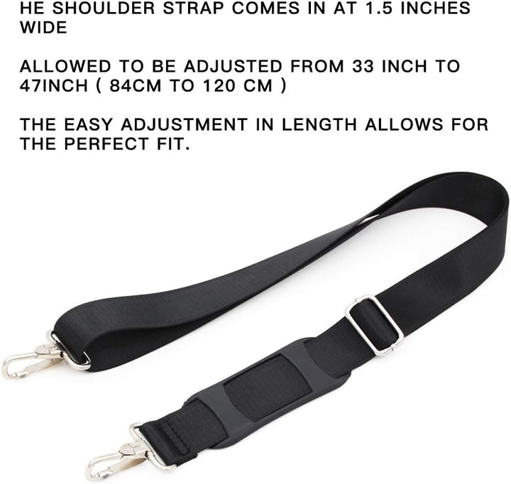 Lisslune | 47 inch bag replacement shoulder strap | Padded & Adjustable - Perfect for travel bags, laptop bags, briefcases, camera bags, messenger bags, diaper bags & more (Black)