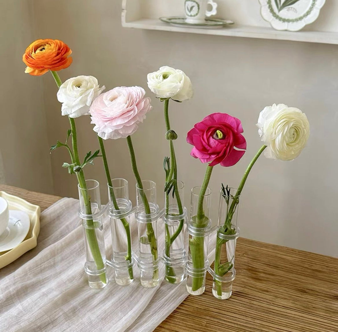 Lisslune | Flexible Flower Vases with Hinges | Modern Glass Tube Vase