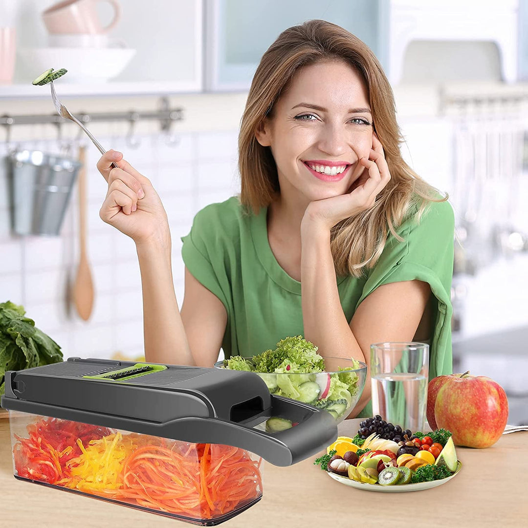 Lisslune | Vegetable cutter - time and labor-saving food - for onion chopper and dicer, 12 in 1 multifunctional vegetable cutter, container for salad potato carrot garlic…