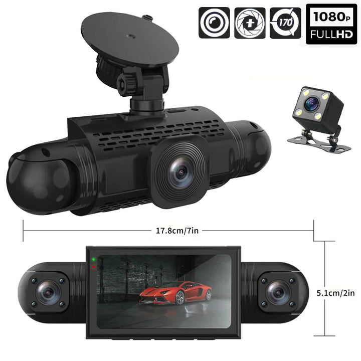 Lisslune | 360° Car Dashcam | DashGard Pro CX360 | Full HD Driving Recorder with Night Vision & Parking Monitor