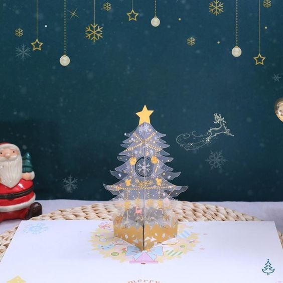 Lisslune | Pop Up Christmas Tree Card - 3D Merry Christmas Greeting Card