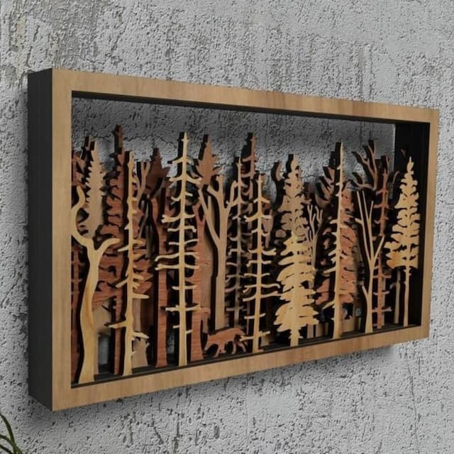 Lisslune | Wall Decor - WoodForrest 3D - Enchanting Forest Scene - Fox & Tree Shadow