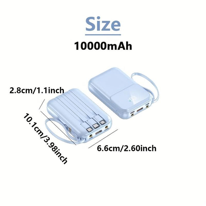 Lisslune | 10000mAh Portable Power Bank with Cables