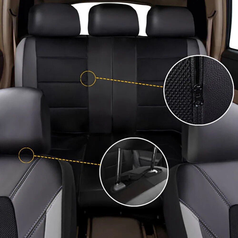 Lisslune | Universal PU leather 9-piece car seat cover set for 5-seater vehicles