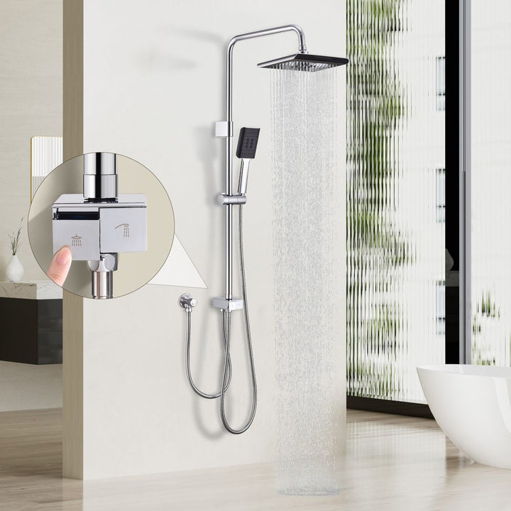 Lisslune | Shower system without faucet, rainfall shower set with self-cleaning shower head and handheld shower, shower column for bathroom/bathtub