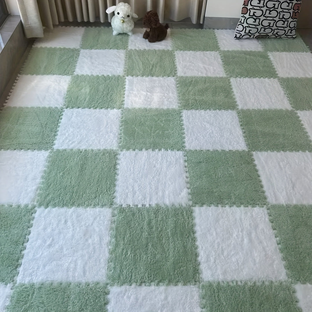 Rynx | 40-piece Thickened Modern Plush Carpet] 40-piece Modern Plush Patchwork Thickened Carpet for Bedroom, Living Room, Wardrobe, Renovation of Rental Apartments, Suitable for All Seasons