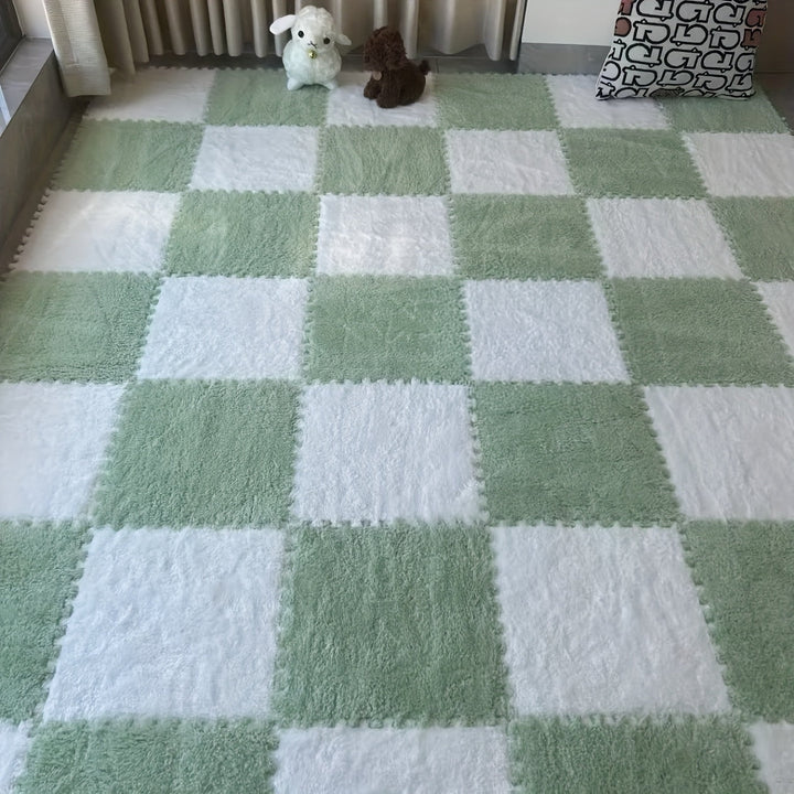 Rynx | 40-piece Thickened Modern Plush Carpet] 40-piece Modern Plush Patchwork Thickened Carpet for Bedroom, Living Room, Wardrobe, Renovation of Rental Apartments, Suitable for All Seasons