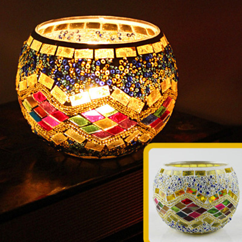 Lisslune | European Retro Glass Mosaic Tealight Holder