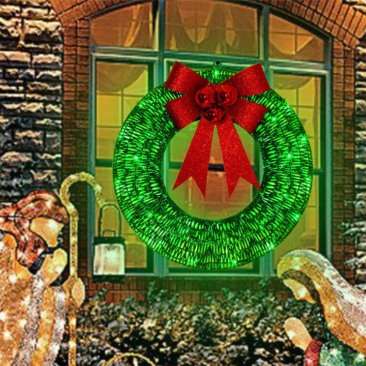 Lisslune | Illuminated Christmas Wreath Luxury Gold-Green 50cm – Handmade Door Wreath with LED