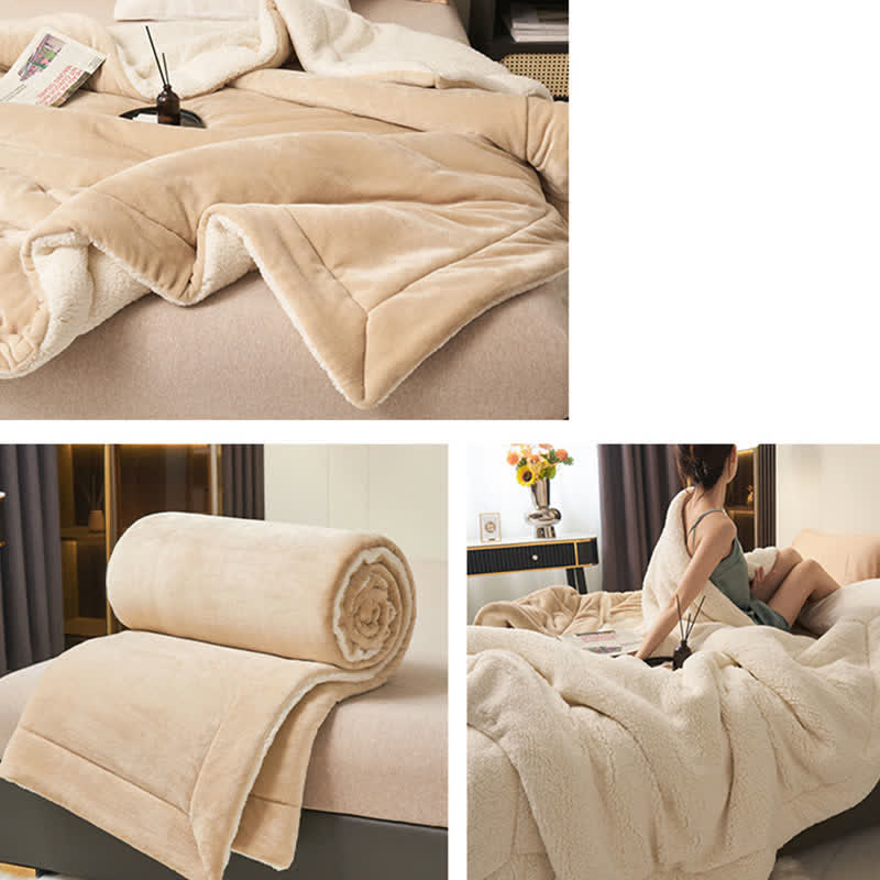 Lisslune | Solid thick double-sided velvet cube blanket