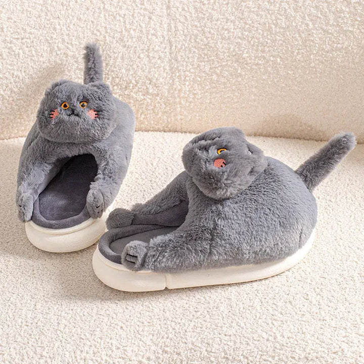 Lisslune | Funny Cat Plush Slippers for Women Bedroom Fuzzy Slippers to Slip On Slippers for Women Indoor Loaf Bread Slippers for Women