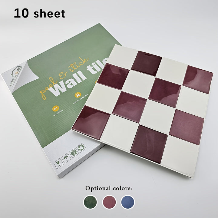 Rynx | 10/30 pieces self-adhesive tile] 10/30 pieces self-adhesive bathroom wall tile, self-adhesive kitchen splash, 10.5 inches * 10.5 inches waterproof and oil-resistant splash guard, easy-to-apply adhesive for kitchen, bathroom, walls & RVs
