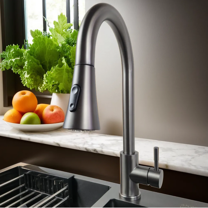 Lisslune | Kitchen Faucet JF-7020B with Pull-Out Head, Graphite, 2 Modes, 400mm