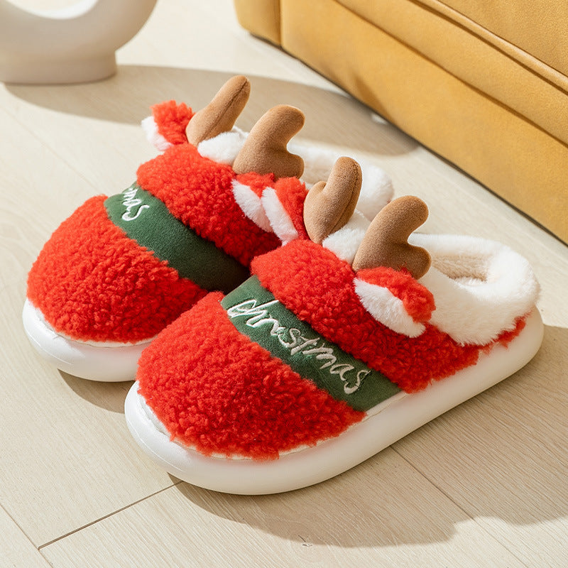 Lisslune | Cozy Elk Design Christmas Slip-On Slippers for Winter Home Comfort