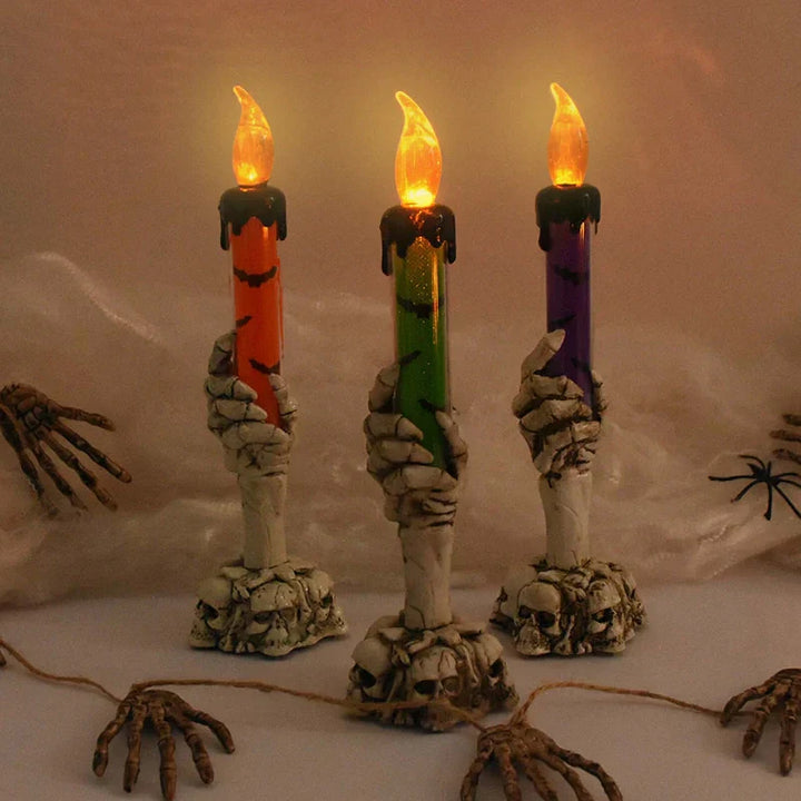 Lisslune | Halloween Ghost Hand Electronic Skeleton Candle Halloween Party Bar Props Decoration Glitter Lamp