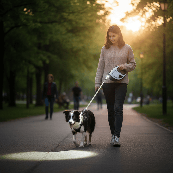 Lisslune | BRIGHTLEASH – LED dog leash with reflectors & retraction mechanism for safe walks