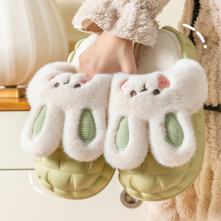 Lisslune | Cute Bunny Shoes Winter Fuzzy Slippers Women Removable Washable Slippers