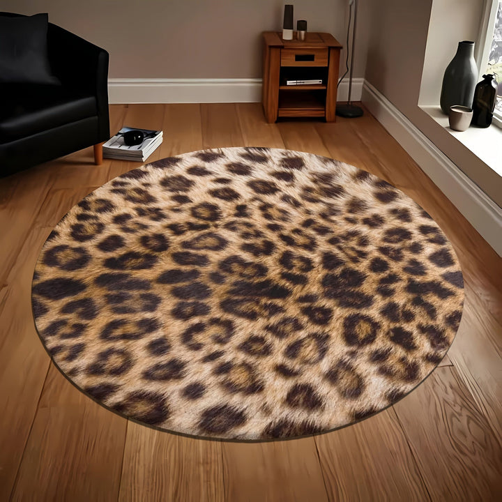 Lisslune | LeopardLuxe Round Rug – Wild Elegance & Non-Slip Comfort