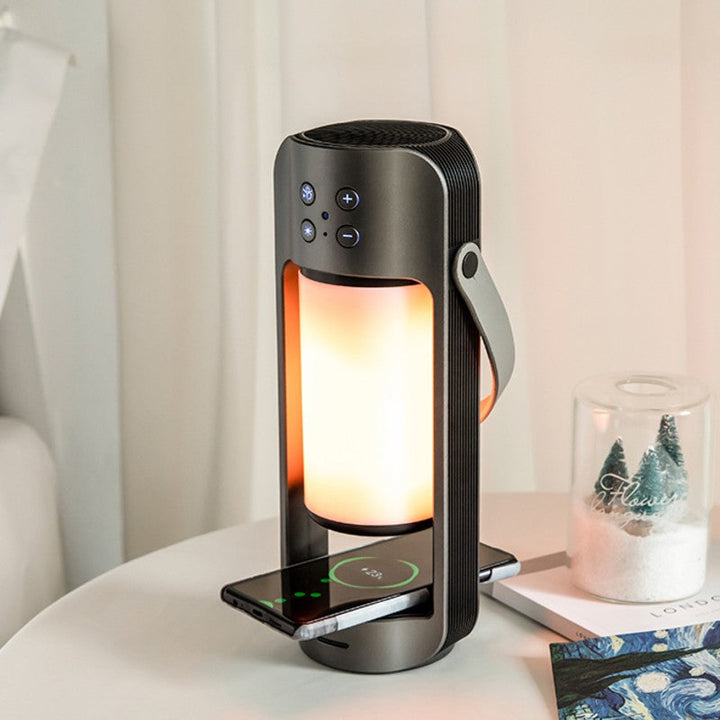 Lisslune | Portable LED Flame Bluetooth Speaker, with HD Speakers, 10W Wireless Phone Charger, Microphone, Hi-Fi Sound Effects and Long Standby Time, Support TWS, for Indoor & Outdoor