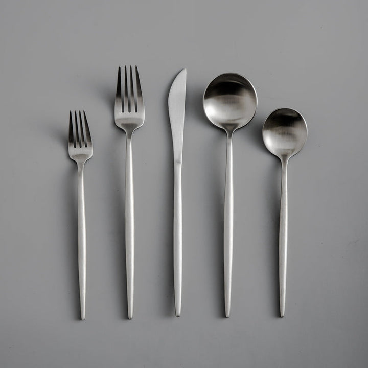 Lisslune | Minimalist Flatware Set – 20-Piece Titanium-Coated Stainless Steel Cutlery | Modern Matte Finish for Elegant Dining