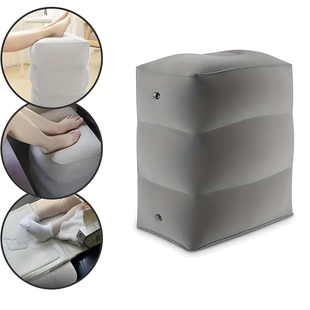 Lisslune | Inflatable Travel Footrest | Ergonomic, Adjustable Height & Compact for Planes, Trains, Buses & Office Use