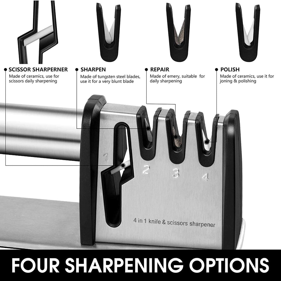 Lisslune | 4-in-1 kitchen knife and scissors sharpening tool