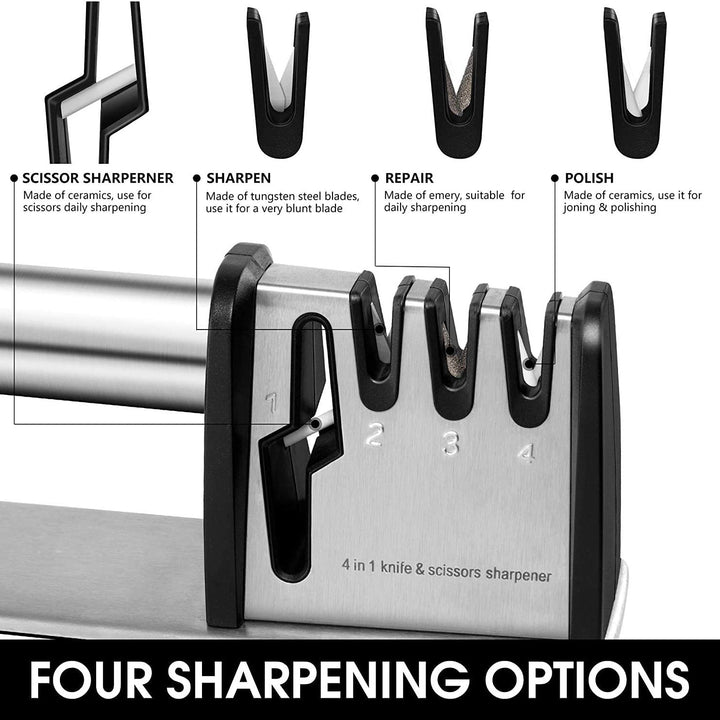 Lisslune | 4-in-1 kitchen knife and scissors sharpening tool
