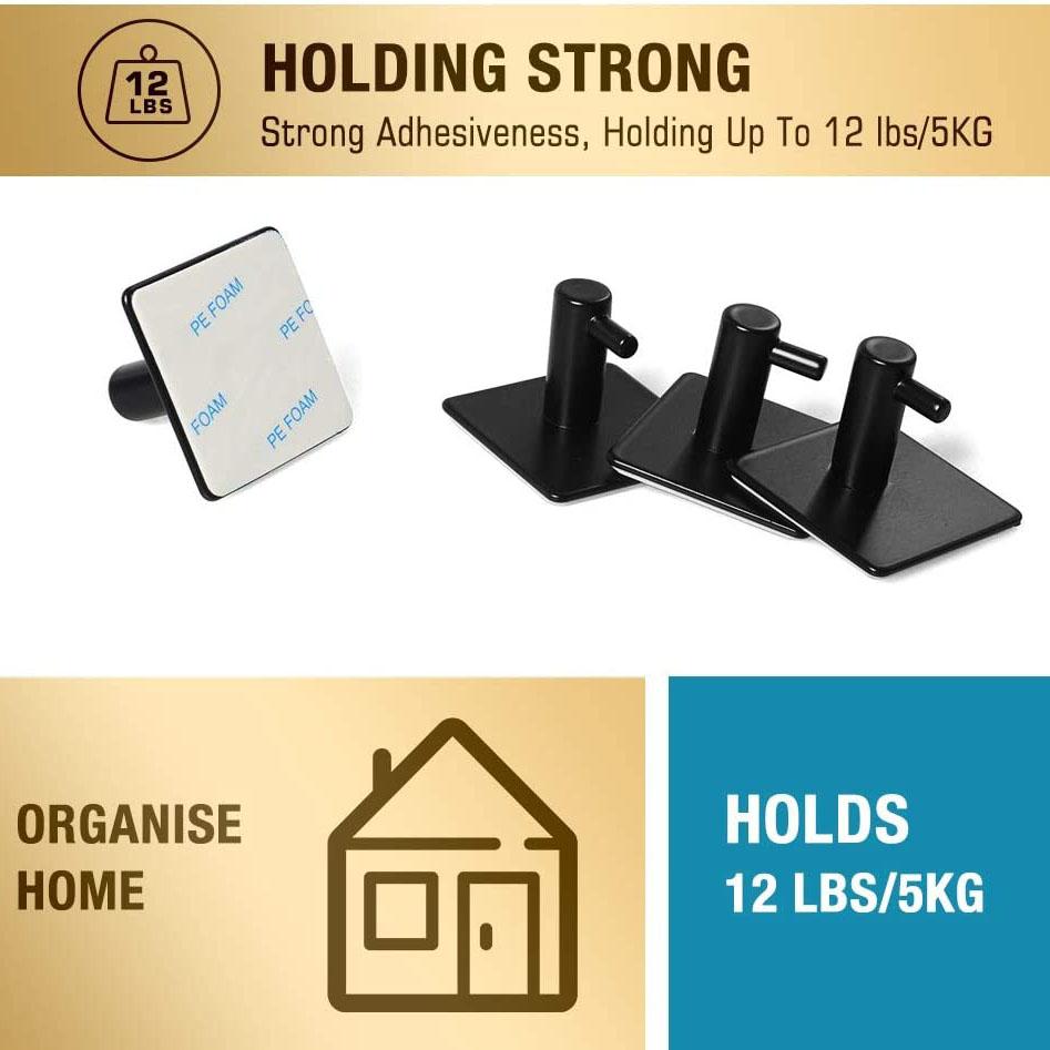 Lisslune | 4-Pack: Heavy Duty Durable 304 Stainless Steel Wall Hooks