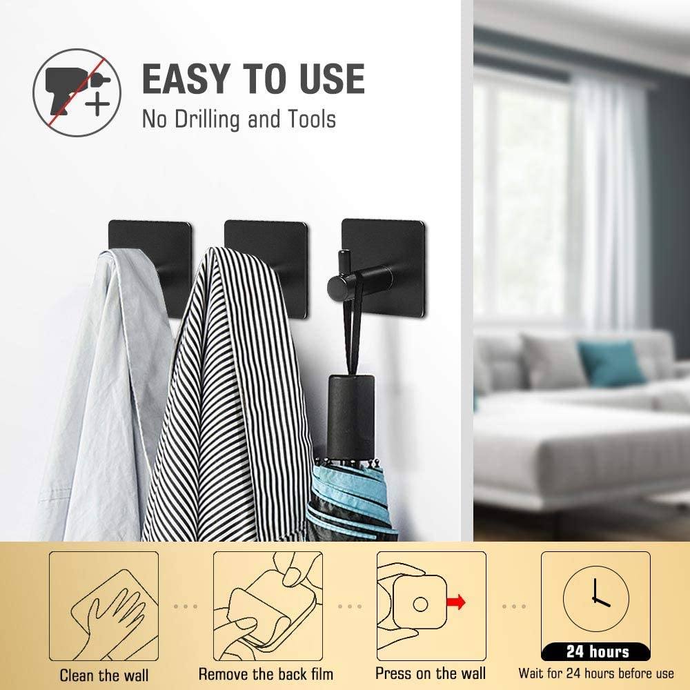 Lisslune | 4-Pack: Heavy Duty Durable 304 Stainless Steel Wall Hooks