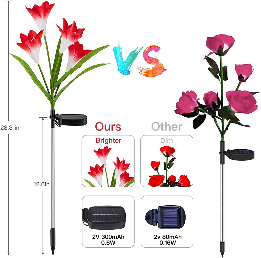 Lisslune | 4-pack: Solar garden lights with color change and 16 larger lily flowers