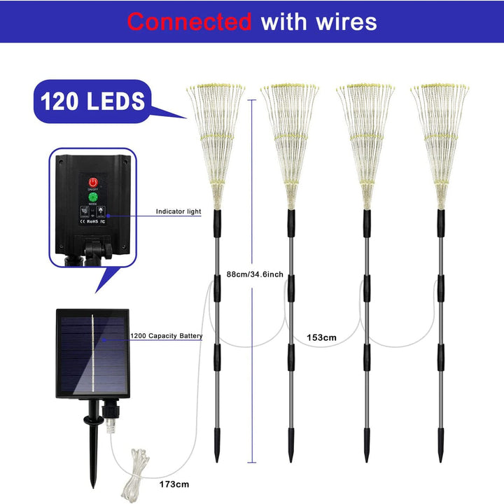 Lisslune | 4-Pack: Solar Lights Outdoor, Warm White Garden Lights