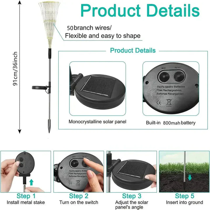 Lisslune | 4-Pack: Solar Lights Outdoor, Warm White Garden Lights