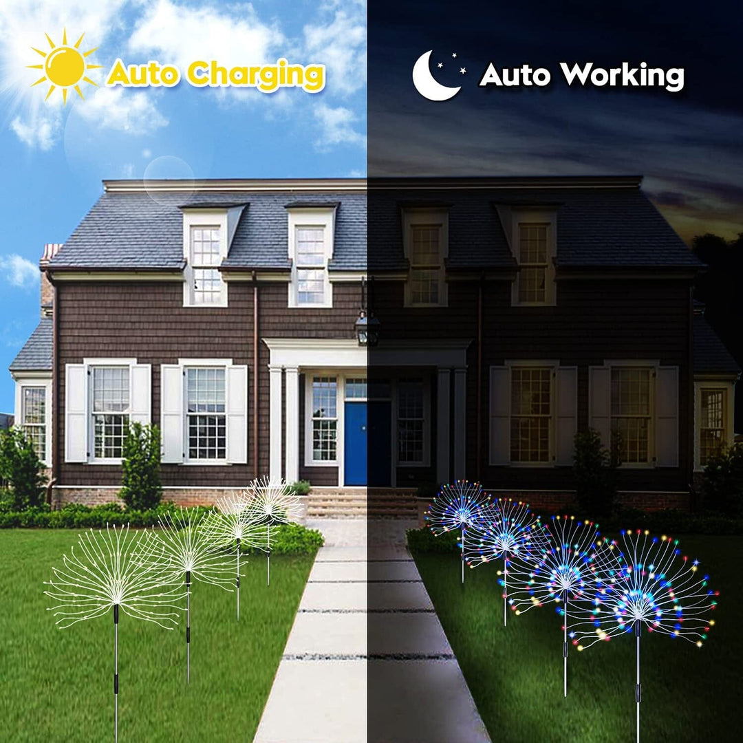 Lisslune | 4-Pack: Solar Lights Outdoor, Warm White Garden Lights